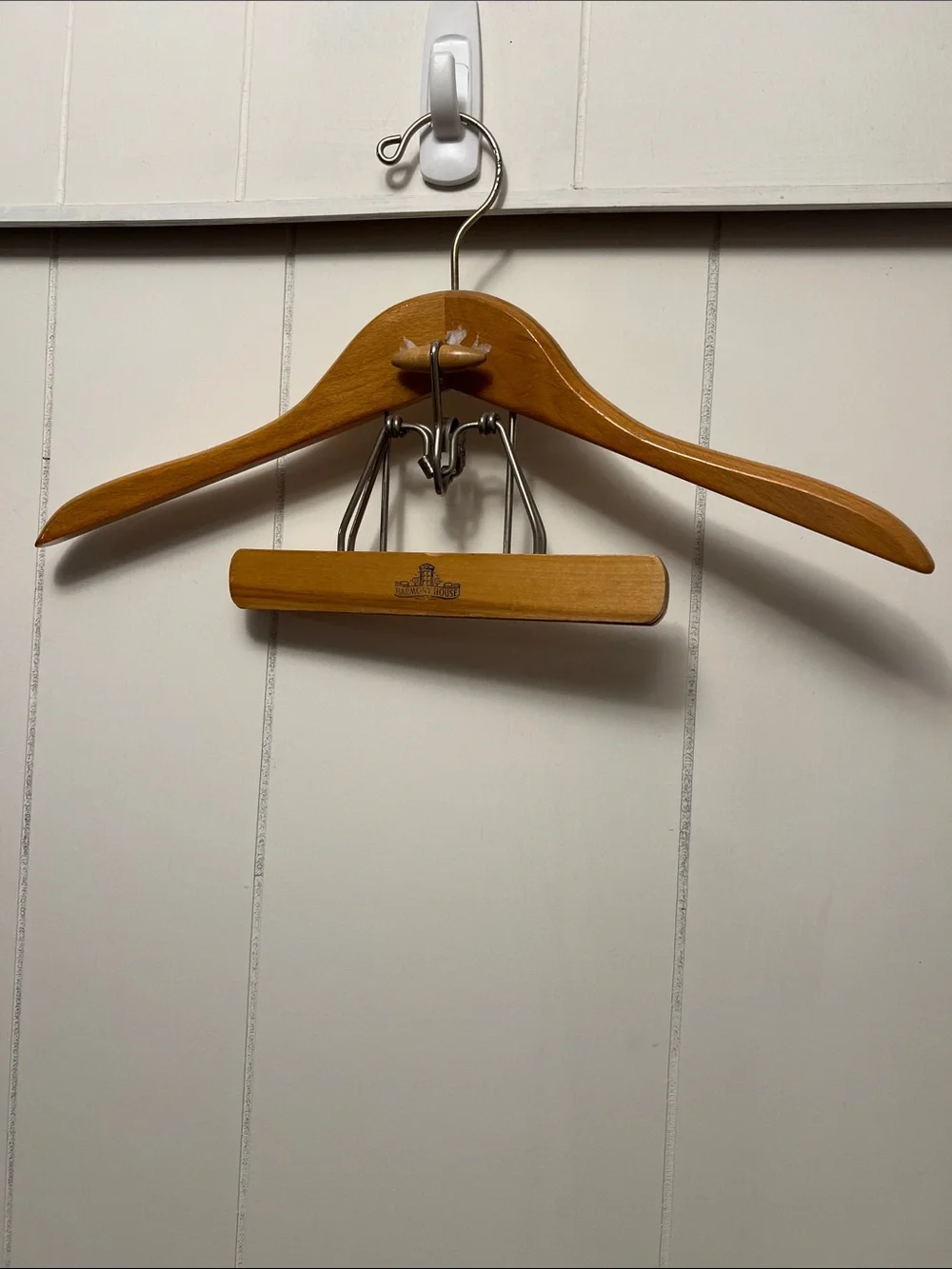 Harmony house vintage Wooden Suit Hanger with Clamp - Natural Brown